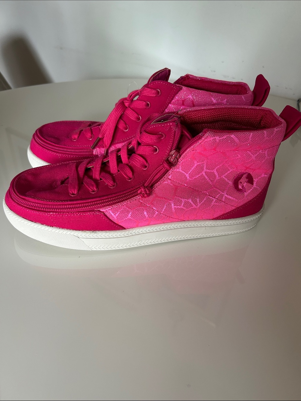 Billy Bright Pink High-Top Lace-Up Sneakers size big kids size 9W .